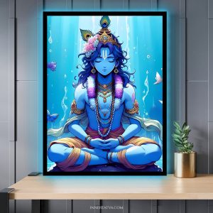 Krishna Meditating Anime Art LED Glow Frame