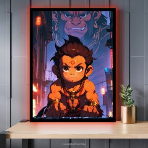 Bal Hanuman: The Fearless Protector Anime Art - Acrylic Slim LED Glow Frame