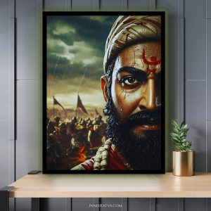 Chhatrapati Shivaji Maharaj in War – Acrylic Slim LED Glow Frame (Rain Edition)